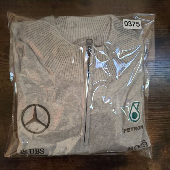 NWT Mercedes AMG Petronas F1 Hugo Boss Team Lux 1/4 Zip Sweatshirt Gray XXL - Picture 12 of 12